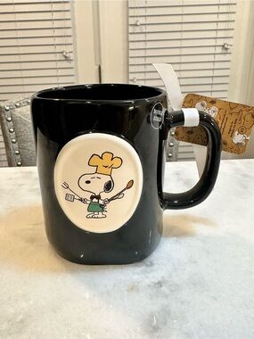 Rae Dunn Peanuts Collaboration Black “Grill Master” Ceramic Mug